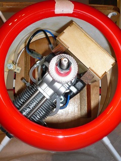 The engine and the weight box inside the cowl